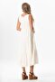 Sleeveless Artemis Oval Collar Star Printed Midi Length Muslin Summer Dress Off-White Krkbyz - 2