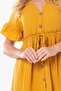 Short Sleeve Shirred Afra Midi Length Summer Muslin Dress Mustard Hrd - 3