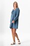 Long Sleeve Heavenly Binding Detailed Short Muslin Summer Dress Indigo Indg - 4