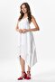 Strappy V-Neck Leyla Asymmetrical Cut Midi Length Muslin Summer Dress White Byz - 6