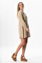 Long Sleeve Celestial Binding Detailed Short Muslin Summer Dress Mink Vzn - 4