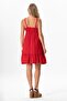 Alanya Halter Neck Short Summer Muslin Dress Red Krmz - 2