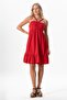 Alanya Halter Neck Short Summer Muslin Dress Red Krmz - 6