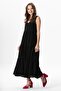 Sleeveless Artemis Oval Collar Star Printed Midi Length Muslin Summer Dress Black Syh - 4