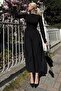 Black Maxi Length 100% Cotton Women's Dress Mg2365 - 3