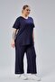 Large Size Side Slit Comfort Model Suit Tunic with Trousers 2-Piece Top and Bottom Set - 6