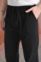 Large Size Sweatpants Raw Fabric Unisex Linen Summer Comfortable Fit Raw Fabric Size (M-6Xl) (Black)