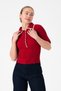 Polo Neck Short Sleeve Red Knitwear T-Shirt - 4