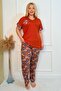 Plus Size Luxury Pajama Set with Elastic Waist Comfort Model Cotton Women's Pajama Set
