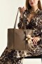 Zippered Shoulder Bag with Mink Teddy Bear Accessory - 2
