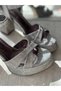 Platinum Silvery Stylish Light Thick Heeled Evening Dress Shoes - 6