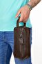 Men's Genuine Leather Casual Portfolio Handbag - Brown