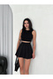 Women's Shorts/Skirt with Pleated Zipper Closure Trendy Model - 4