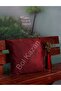 Claret Red Faux Leather Throw Pillow Cover 40 X 40 - 2