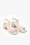 Silver Colored Ankle Strap Women's Block Heeled Shoes - 2