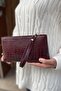 Women's Burgundy Crocodile Portfolio Handbag Croco - 4