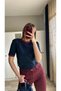 Burgundy Collar Basic T-Shirt - 4