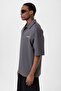 Polo collar Oversized t-shirt smoked - 4