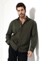 Green Gabardine Fabric Khaki - Capuchon Closure Oversize 2XL 3XL 4XL Men's Shadowless Running Jacket - 7