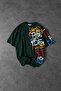 Men's Green Side Printed Oversize T-shirt - 3