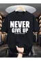Men T-Shirt "Never Give Up" Print, Knitted Fabric, , Regular Size, Summer Short Sleeve Casual Wear