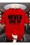 Men T-Shirt "Never Give Up" Print, Knitted Fabric, , Regular Size, Summer Short Sleeve Casual Wear