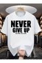 Men T-Shirt "Never Give Up" Print, Knitted Fabric, , Regular Size, Summer Short Sleeve Casual Wear