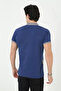 Men's Collared Slim Fit Printed T-Shirt - Blue - 3