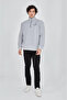 Men's Half-Zip Printed Sweatshirt - Gray - 2