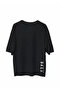 Unisex Crew Neck Printed Oversize T-Shirt - Black
