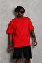 Unisex Oversize Plain Crew Neck T-Shirt - Red - 3
