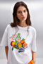 Nıtza Women's 100% Cotton Oversize Crew Neck White T-Shirt - 3