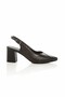 Kenti Black Genuine Leather Stiletto Thick Heeled Summer Perforated Shoes - 4