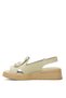 D25Ys-2780 Women's Genuine Leather Flat Sandals Green - 3