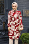 Patterned Burgundy Hijab Viscose Tunic 11666Br - 2