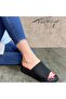 3137 Model Black Comfortable Low Heeled Knitwear Perforated Slippers - 4