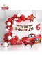 White Red Concept Birthday Party Set Ornament with Car Banner and Red Car Star Foil Balloon