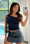 Jt6076 Drop Shoulder Stretchy Crop Blouse
