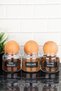 3-Piece Glass Coffee Set with Wooden Ball Lid Turkish Coffee Filter Coffee Jar Set with Label 500 ml - 2