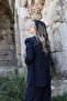 Navy Blue Back Button Detail Blazer - 3