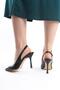 Women's Soci Black Patent Leather 9 cm Thin Heeled Pointed Toe Open Back Design Stiletto - 3