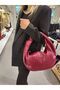 Mercan Stores Wide Knot Detailed Knitted Patterned Medium Size Hand and Shoulder Bag