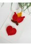 Flame&Heart Red Knitted Newborn Baby Buckle 2-Piece Clip Baby Hairless Baby Buckle - 3