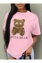 Bear in Love Printed T-Shirt, Short Sleeve Crew Neck Casual Top for Summer and Spring, Women's Clothing - 2