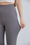 Women's Gray Crepe Flare Leg High Waist Lycra Trousers Leggings - 8