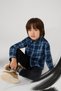 Boy's 4-9 Years Old Plaid Patterned Shirt 4115 Navy Blue