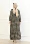 Patterned Viscose Dress - Black/Cream - 3
