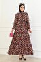 Floral Pattern Tied Viscose Fabric Dress - Orange/Pink Flowers