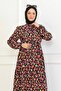 Floral Pattern Tied Viscose Fabric Dress - Orange/Pink Flowers - 5