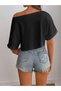 Women's Off Shoulder Boat Neck T-Shirt Crop - 2